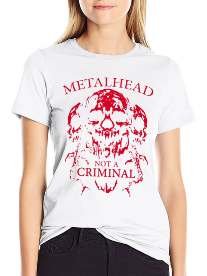 Metalhead Not a Criminal T-Shirt - Skull Design