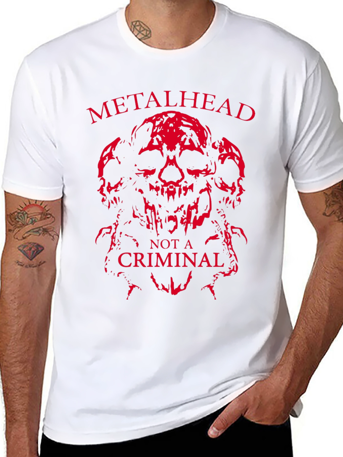 Metalhead Not a Criminal T-Shirt - Skull Design