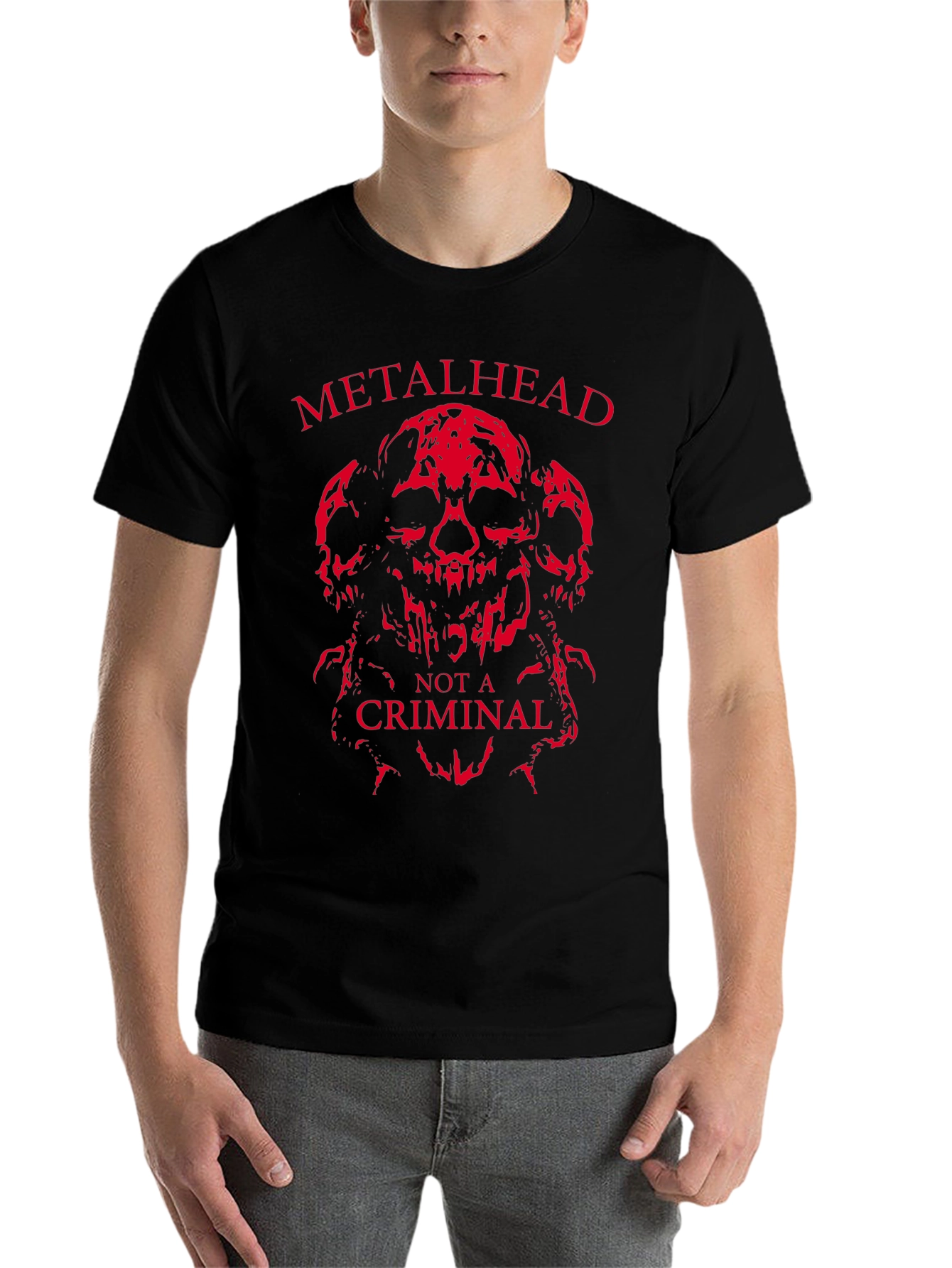 Metalhead Not a Criminal T-Shirt - Skull Design