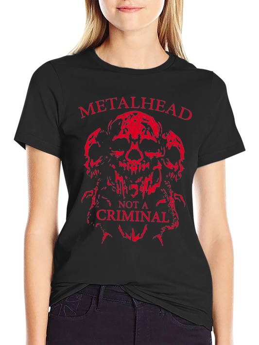 Metalhead Not a Criminal T-Shirt - Skull Design