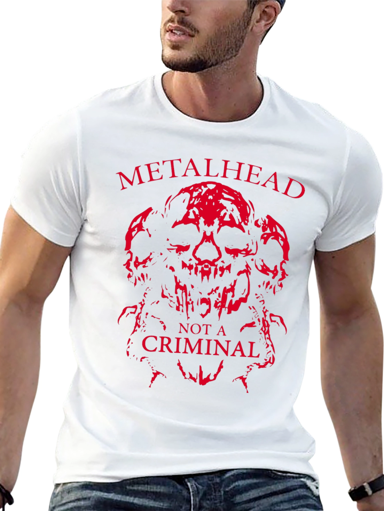 Metalhead Not a Criminal T-Shirt - Skull Design