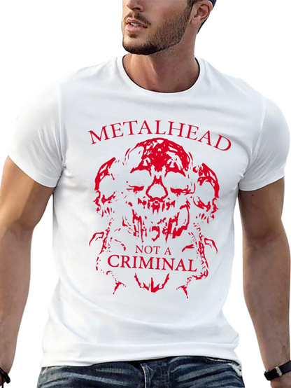 Metalhead Not a Criminal T-Shirt - Skull Design