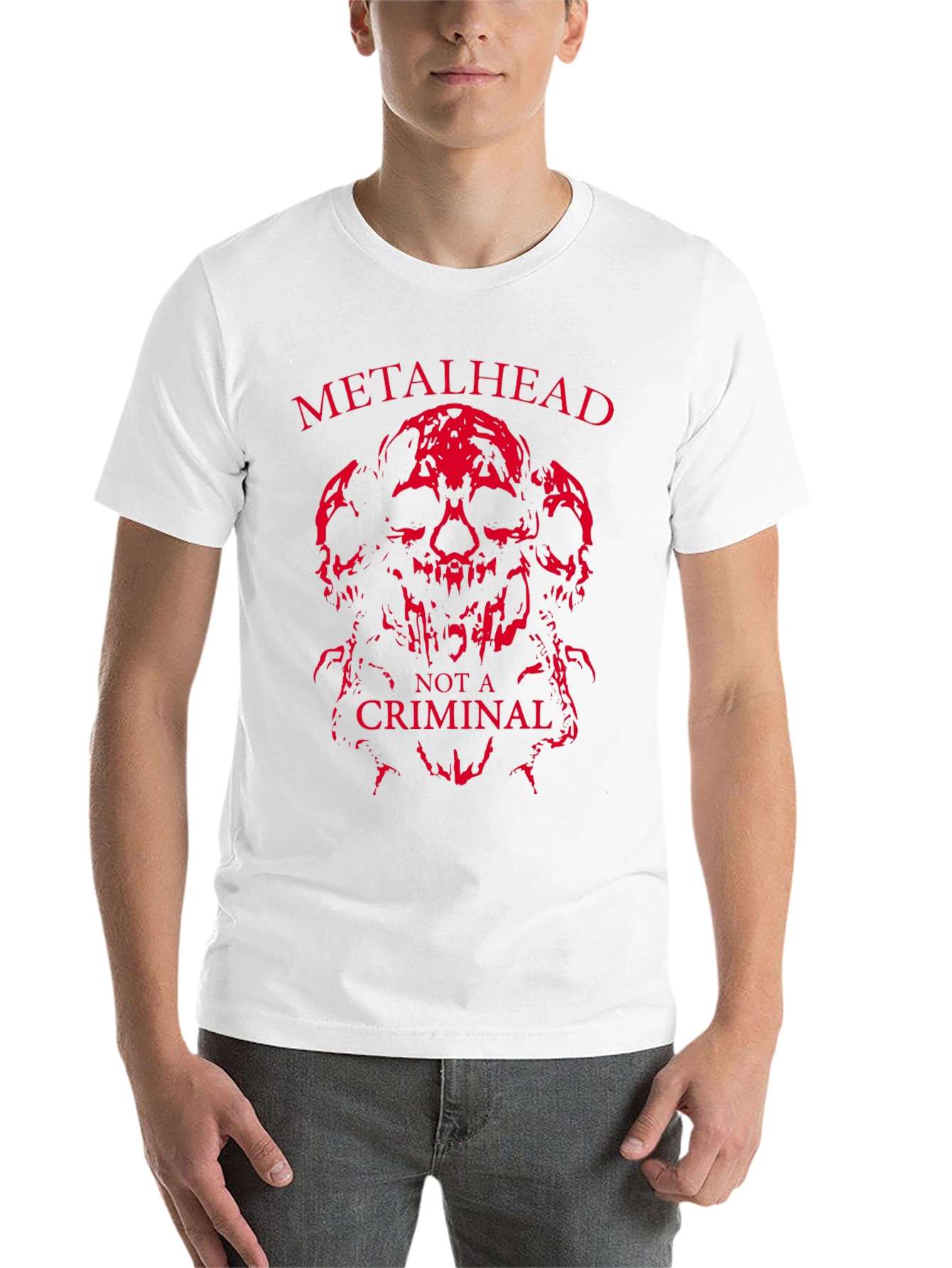Metalhead Not a Criminal T-Shirt - Skull Design