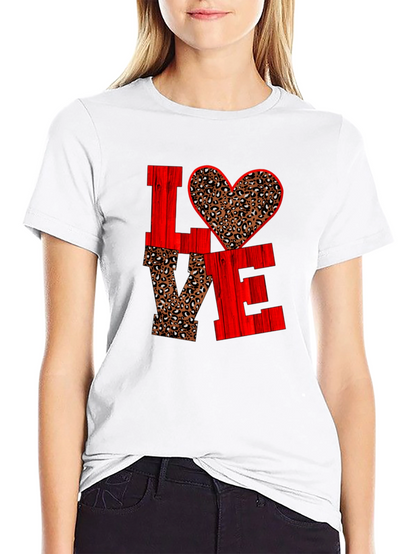LOVE Leopard Print Heart Graphic Tee