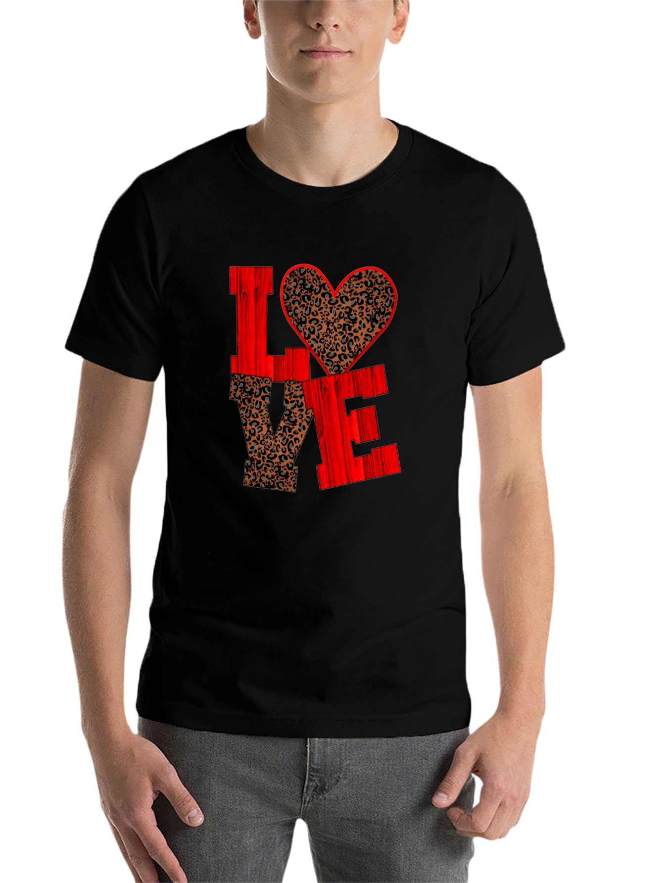 LOVE Leopard Print Heart Graphic Tee
