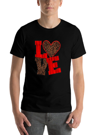 LOVE Leopard Print Heart Graphic Tee