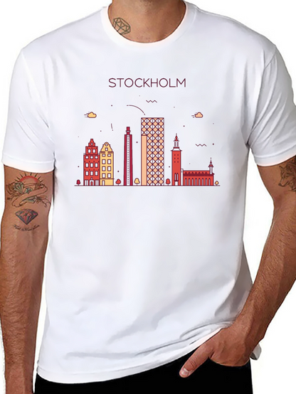 Stockholm Skyline Graphic T-Shirt - Black
