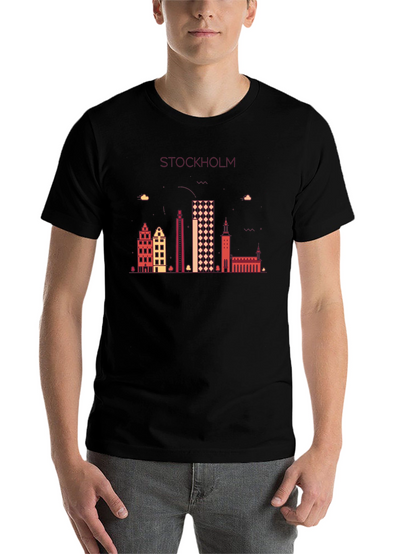 Stockholm Skyline Graphic T-Shirt - Black