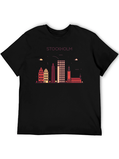 Stockholm Skyline Graphic T-Shirt - Black