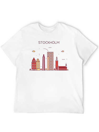 Stockholm Skyline Graphic T-Shirt - Black