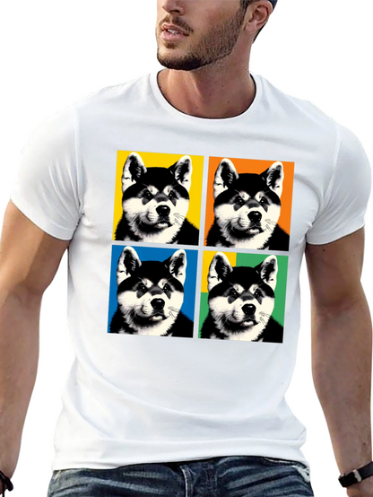 Pop Art Dog Graphic Black T-Shirt