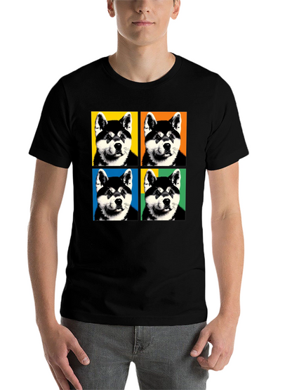 Pop Art Dog Graphic Black T-Shirt