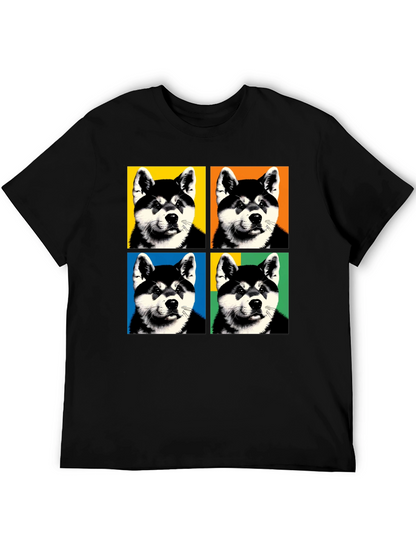 Pop Art Dog Graphic Black T-Shirt