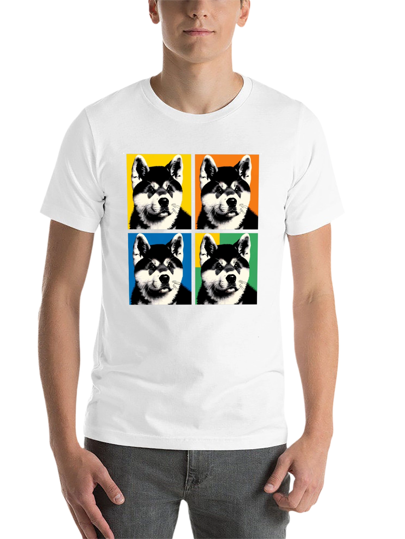 Pop Art Dog Graphic Black T-Shirt