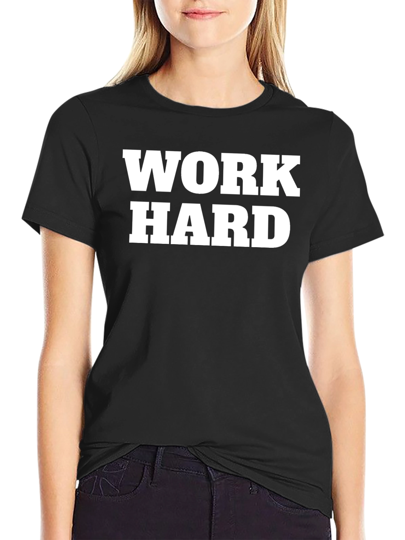 Work Hard Black Graphic T-Shirt