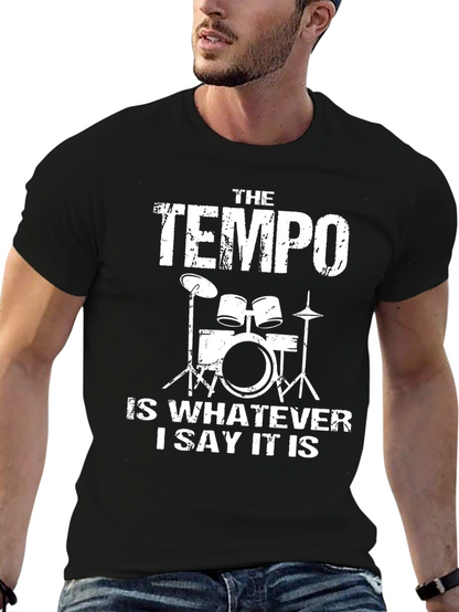 Tempo Drummer Black Cotton Graphic Tee