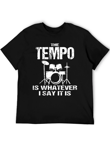 Tempo Drummer Black Cotton Graphic Tee