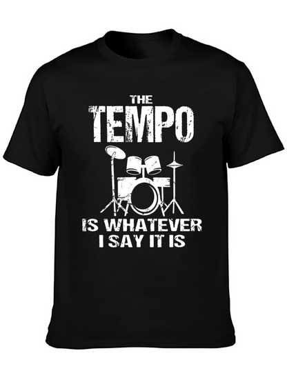 Tempo Drummer Black Cotton Graphic Tee