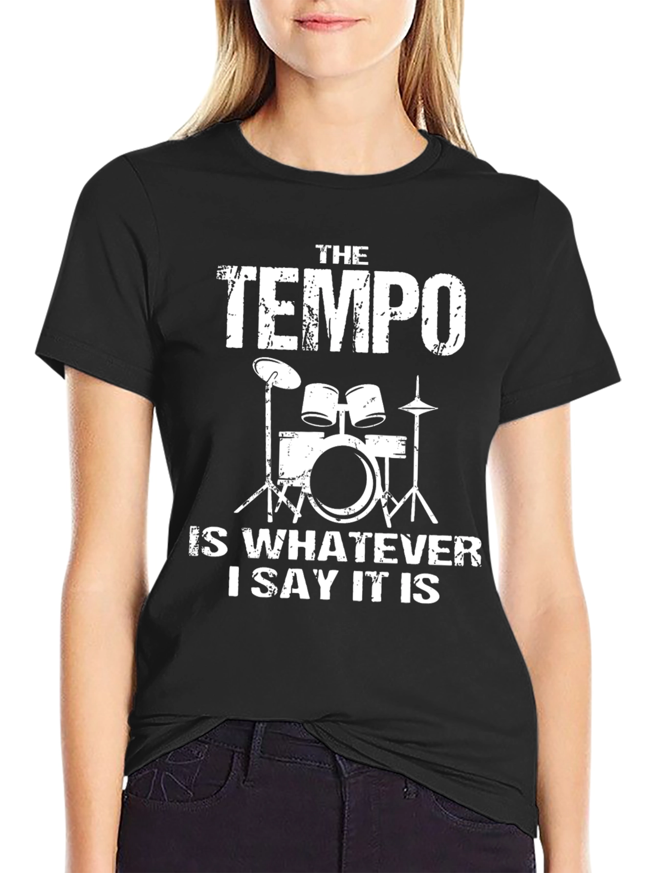 Tempo Drummer Black Cotton Graphic Tee