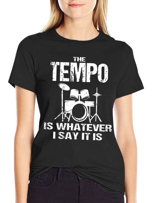 Tempo Drummer Black Cotton Graphic Tee