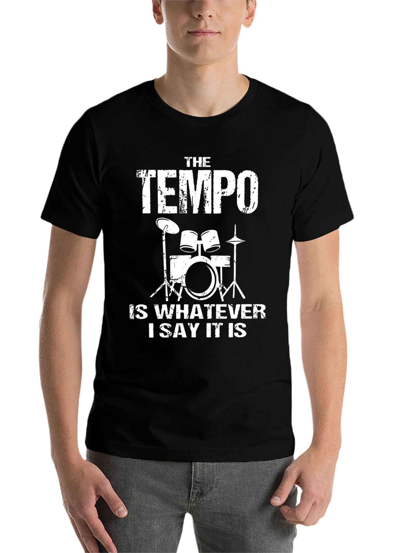 Tempo Drummer Black Cotton Graphic Tee