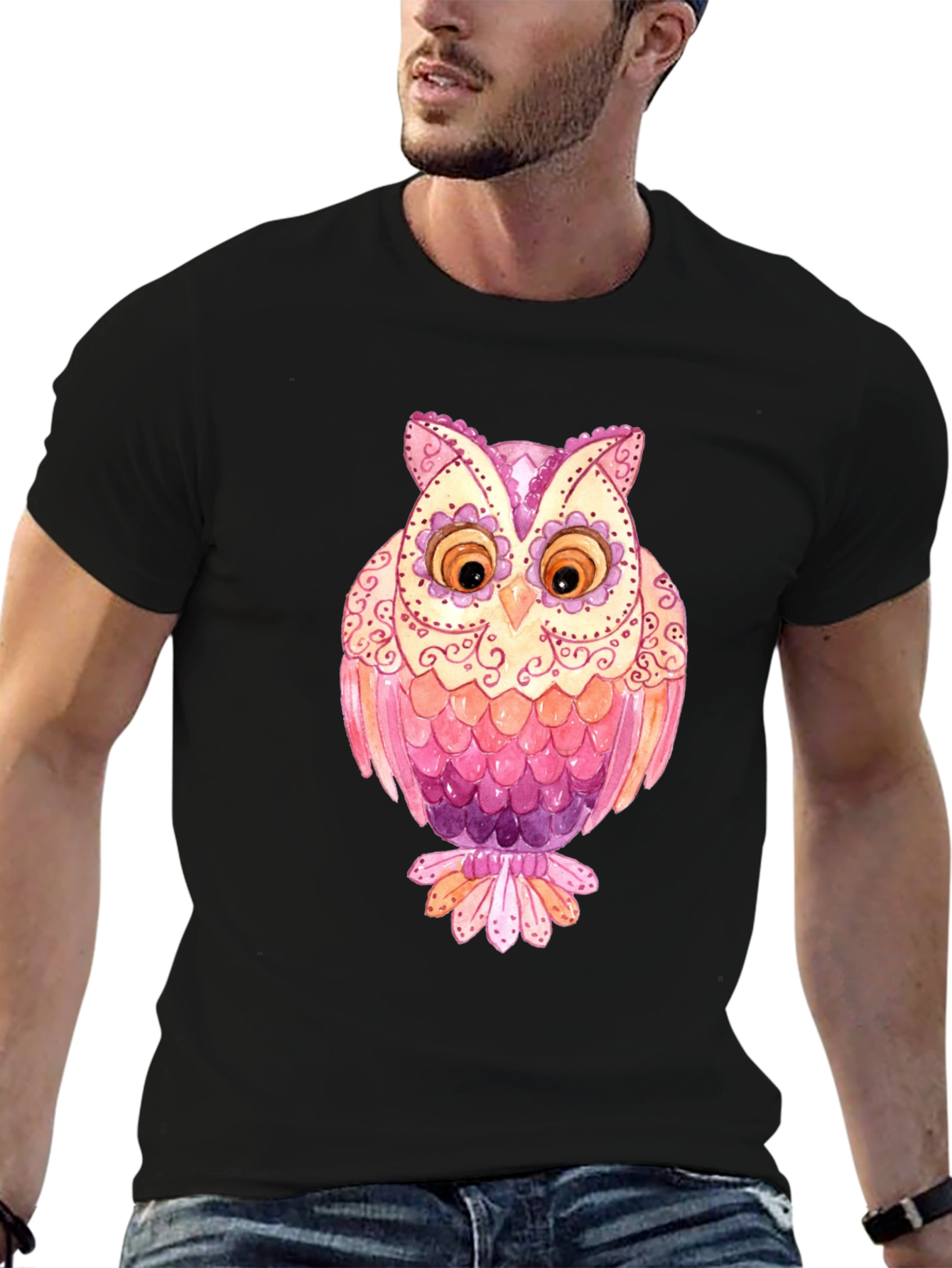 Owl Graphic T-Shirt - Mens Black Tee