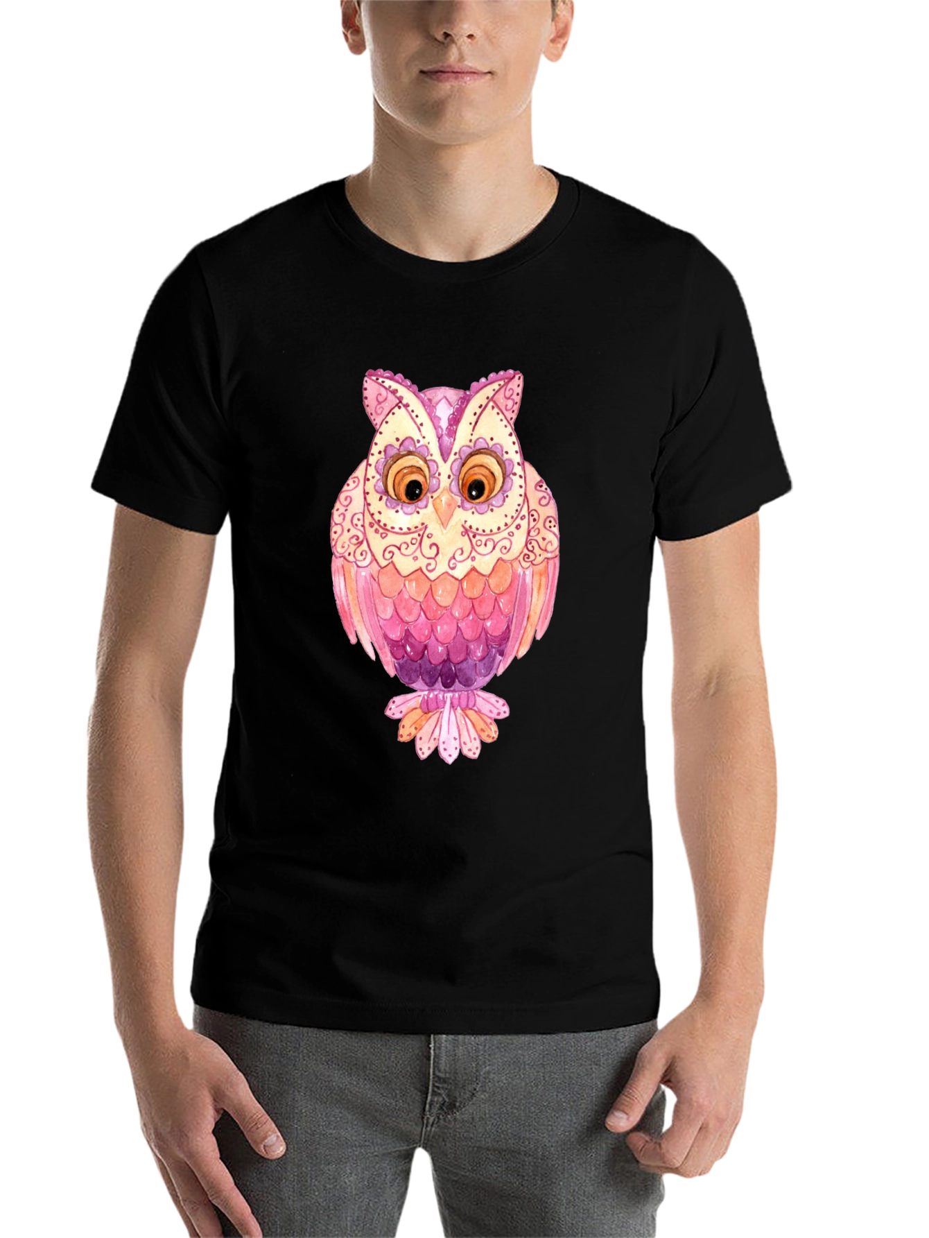 Owl Graphic T-Shirt - Mens Black Tee