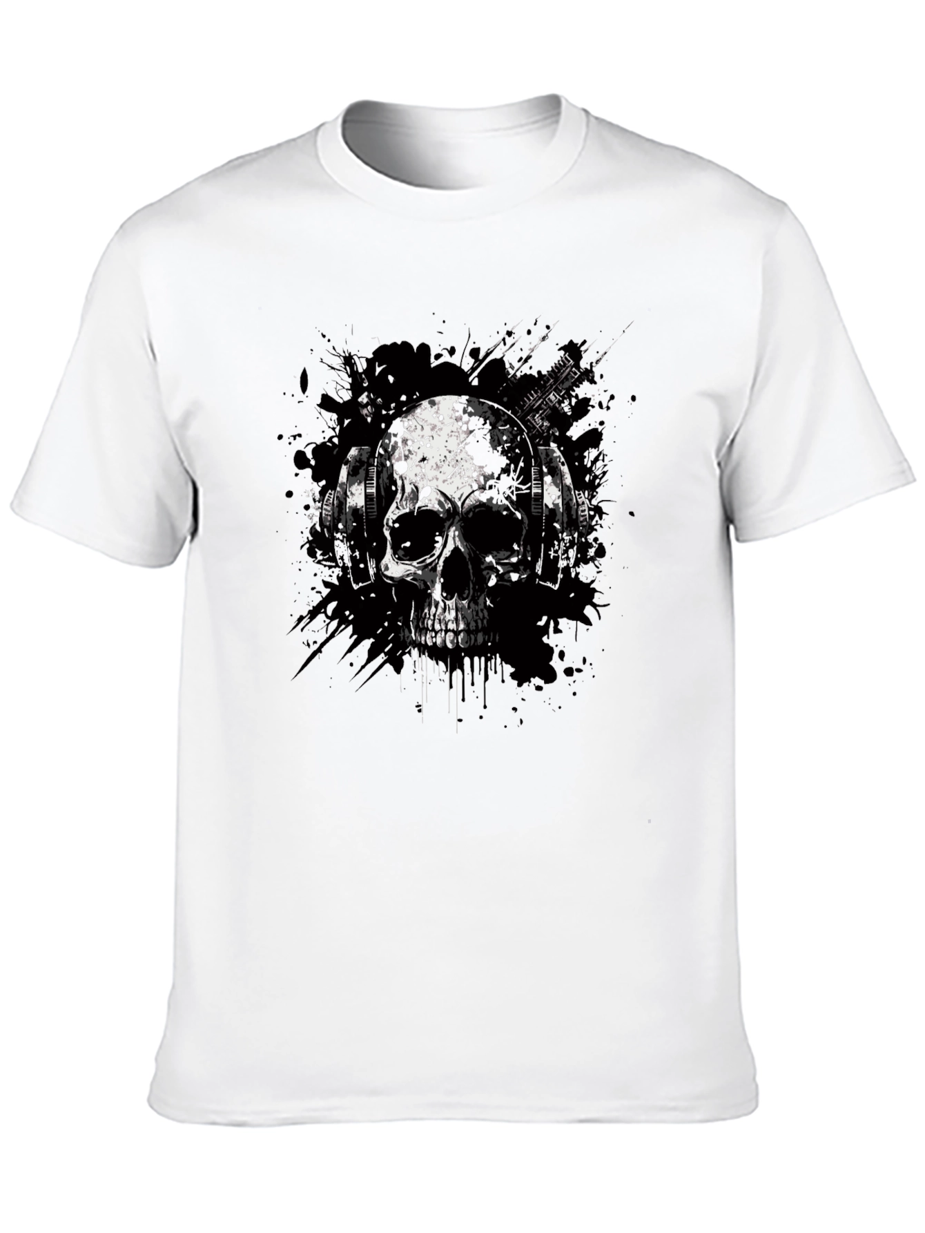 Skull & Headphones Graphic Tee - Edgy Style