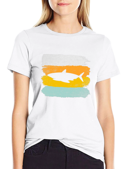 Shark Silhouette Graphic Tee - Distressed Style