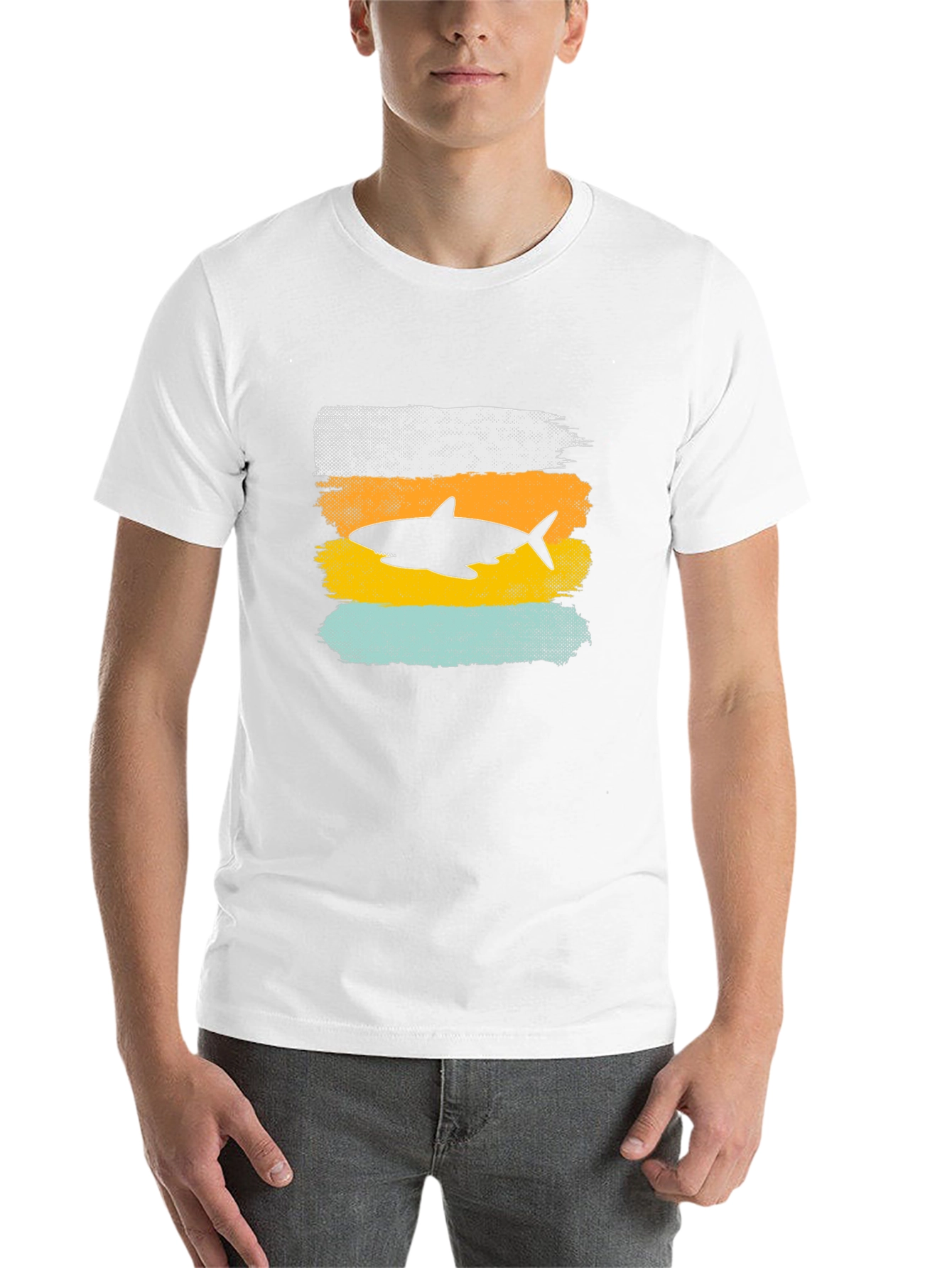 Shark Silhouette Graphic Tee - Distressed Style