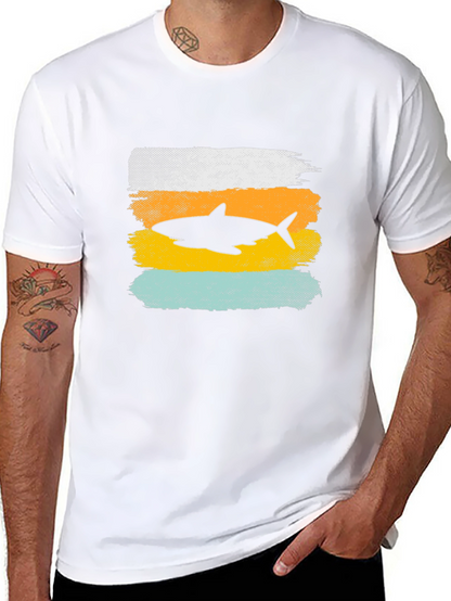 Shark Silhouette Graphic Tee - Distressed Style