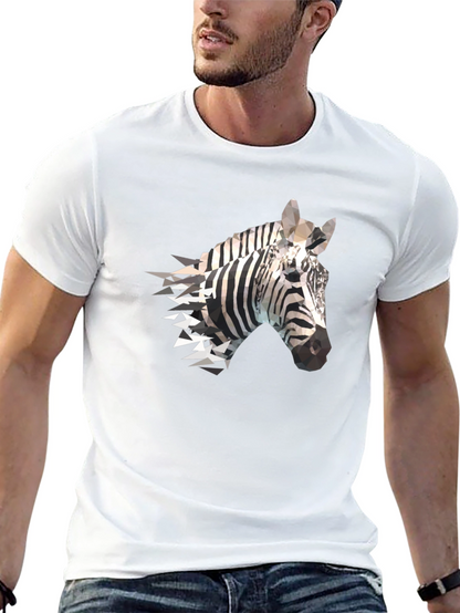 Geometric Zebra Print Black T-Shirt