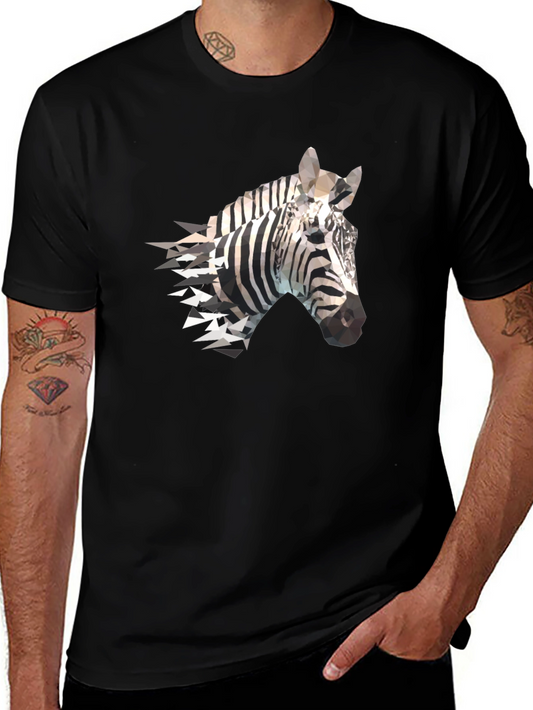 Geometric Zebra Print Black T-Shirt