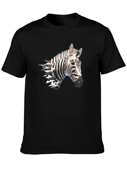 Geometric Zebra Print Black T-Shirt