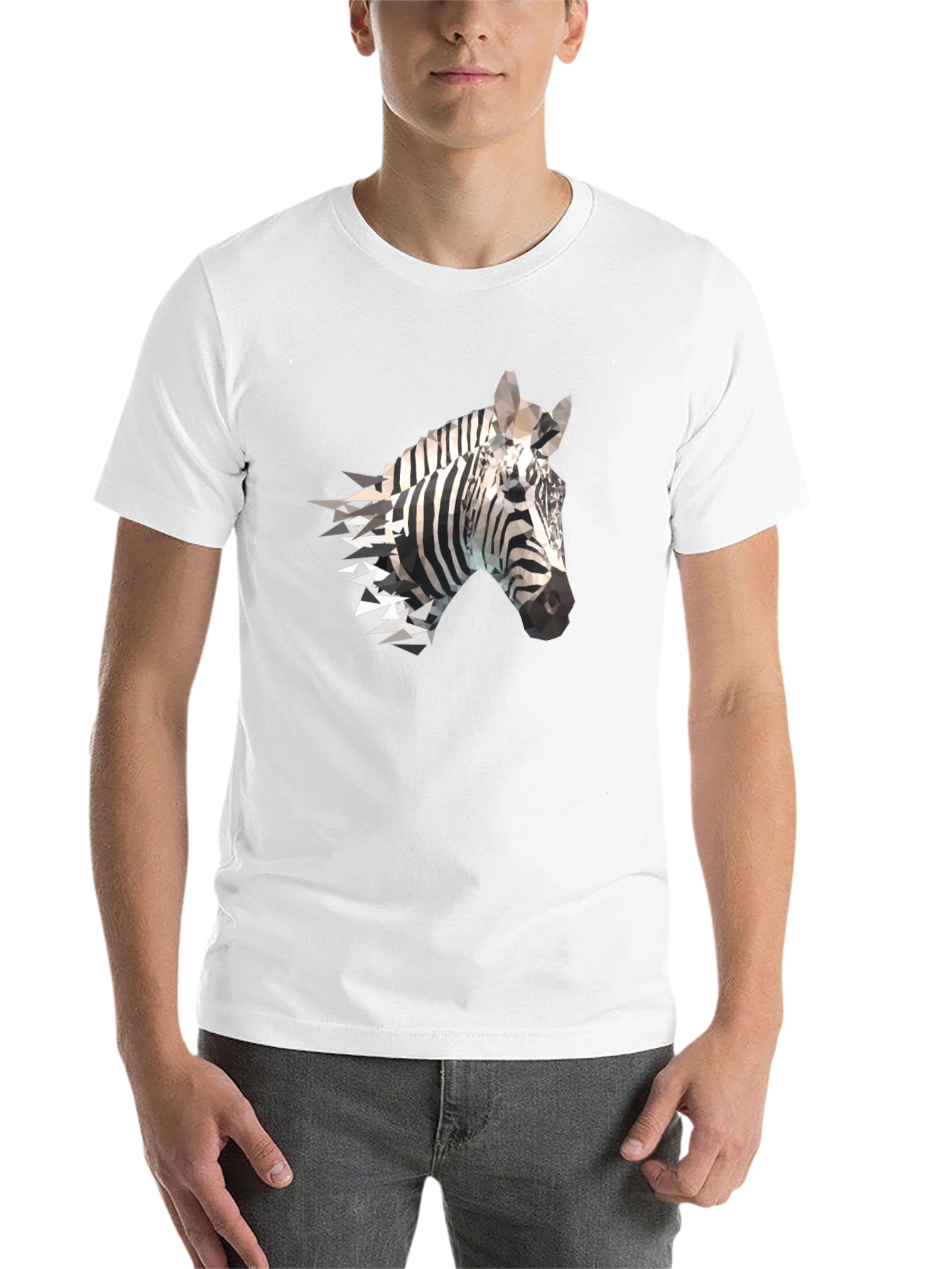 Geometric Zebra Print Black T-Shirt