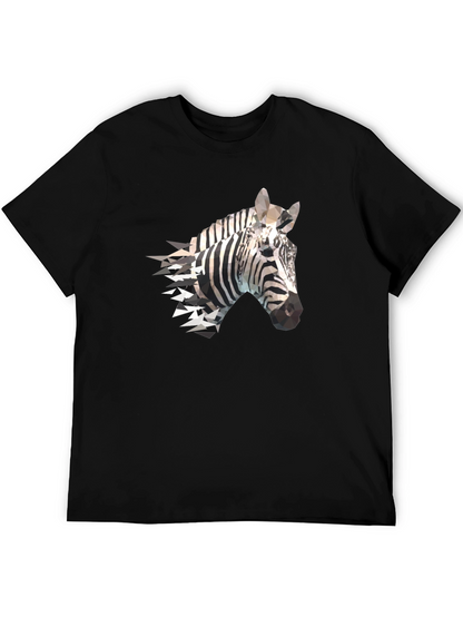 Geometric Zebra Print Black T-Shirt