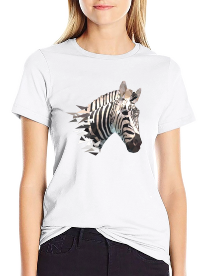 Geometric Zebra Print Black T-Shirt