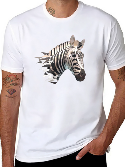Geometric Zebra Print Black T-Shirt