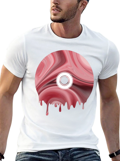 Abstract Melting Disc Graphic Tee - Black