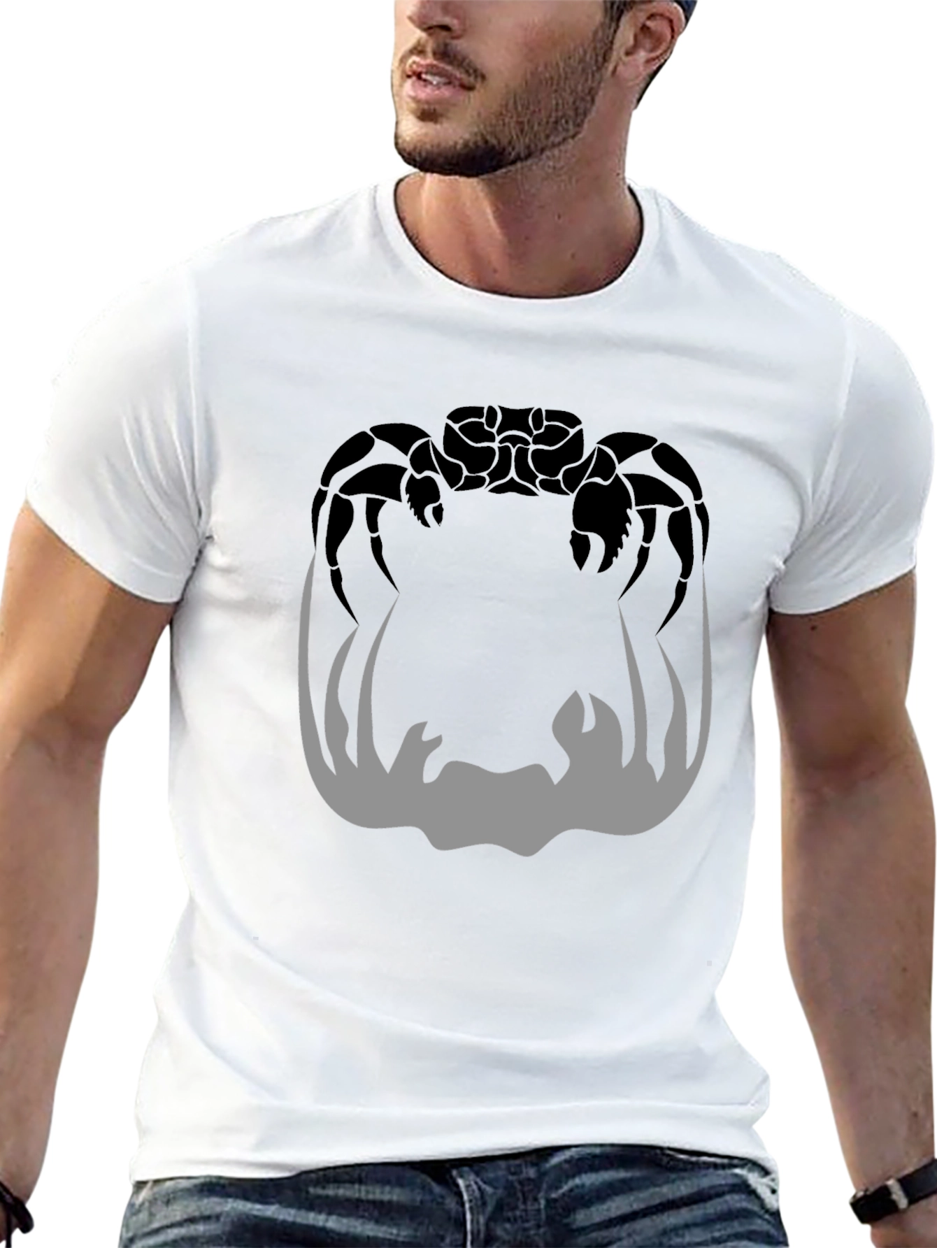 Crab Silhouette Graphic Print Mens Black T-Shirt