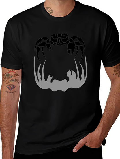 Crab Silhouette Graphic Print Mens Black T-Shirt