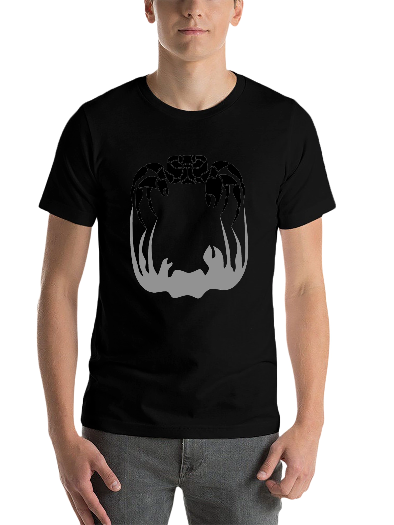 Crab Silhouette Graphic Print Mens Black T-Shirt