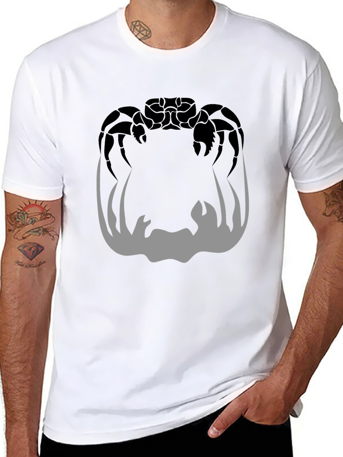 Crab Silhouette Graphic Print Mens Black T-Shirt
