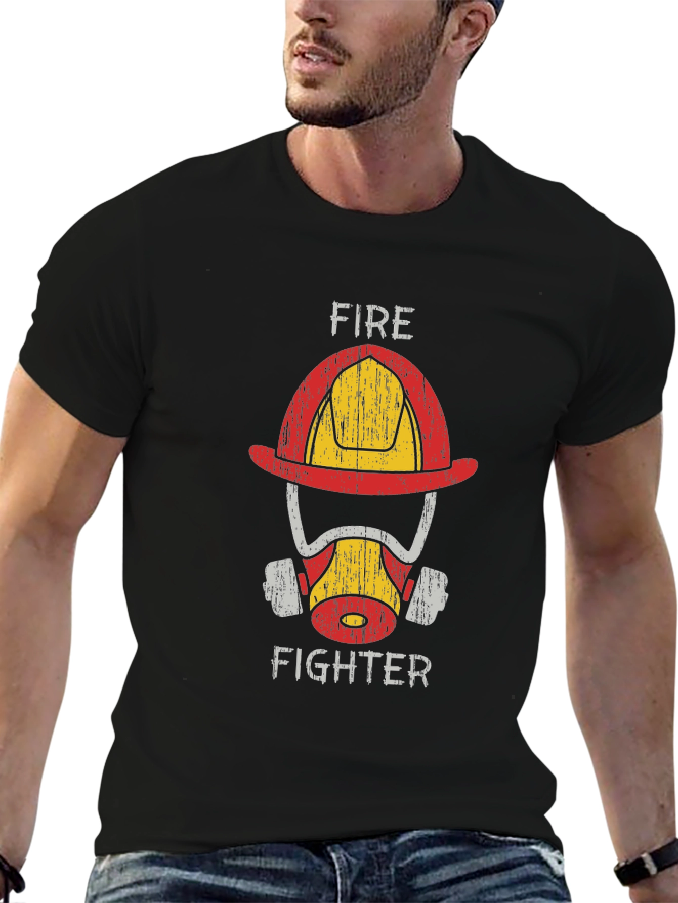 Firefighter Helmet Graphic Tee - Heroic Design