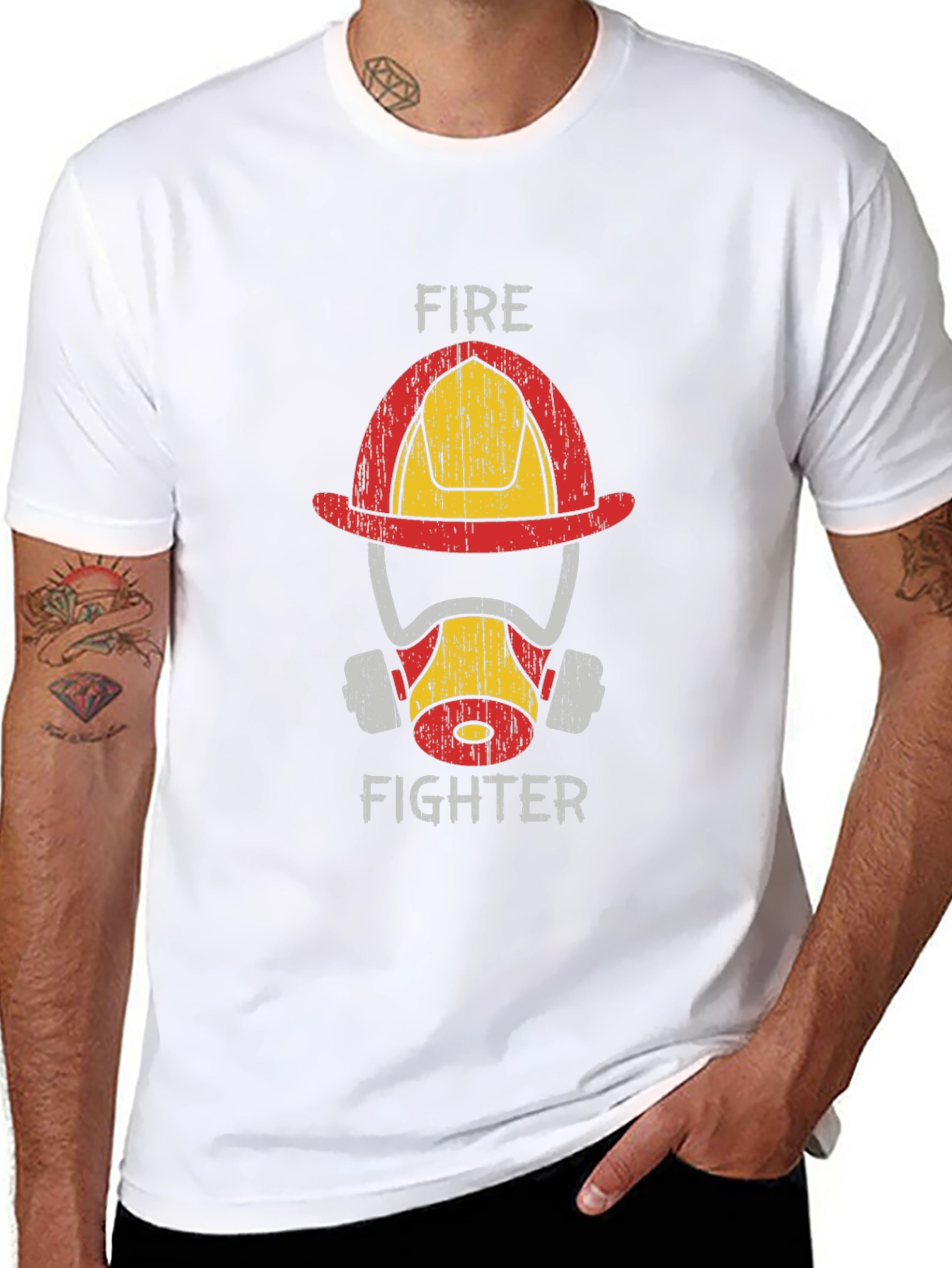 Firefighter Helmet Graphic Tee - Heroic Design