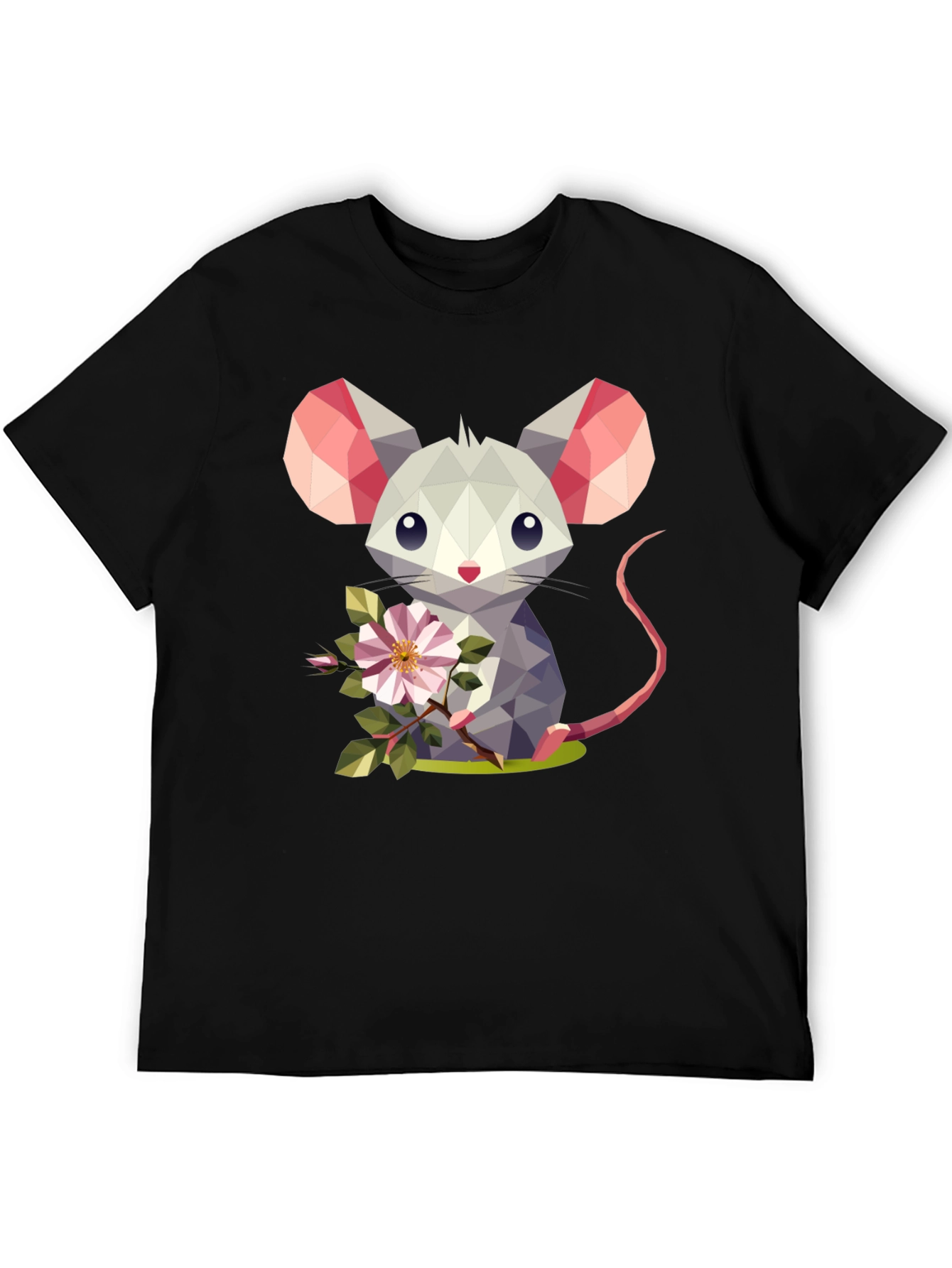 Geometric Mouse Flower T-Shirt - Stylish Graphic Tee