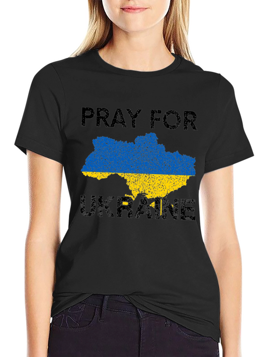 Pray for Ukraine T-Shirt: Blue & Yellow Ukraine Map