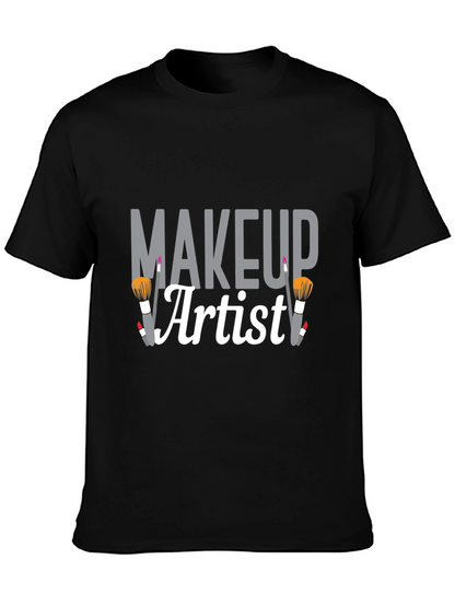 Makeup Artist Graphic Tee - Black Cotton T-Shirt