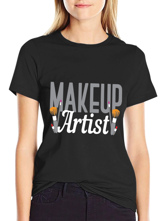 Makeup Artist Graphic Tee - Black Cotton T-Shirt