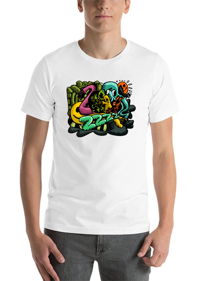 Mens Black T-Shirt with Cartoon Graphic